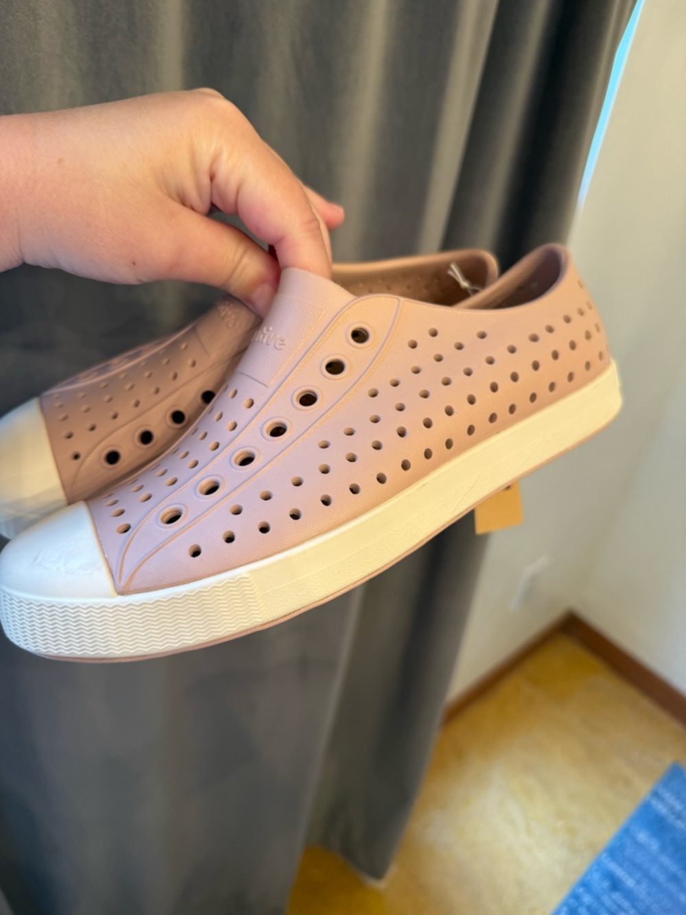Native Jefferson Slip-On Sneakers in Dusty Rose and White